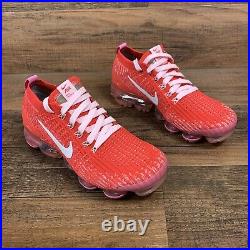 Nike Women's Air VaporMax Flyknit 3 Track Red White Pink CU4756-600 Size 11