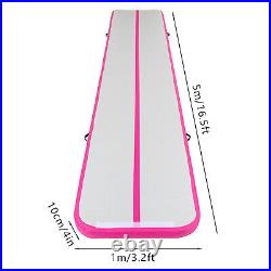 Pink Air Track Inflatable Gymnastics Mat Floor Tumbling Yoga Pad 16.5ft 3.2ft