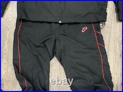RARE Nike Air Jordan BRED Retro track suit pants jacket Set XL Black red Vtg
