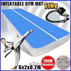 US 6X20Ft Inflatable Tumbling Yoga Mat Air Track Gymnastics Training Pad + Pump